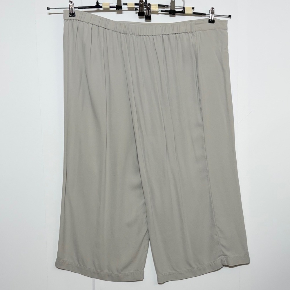 Eileen Fisher Culottes Pants Womens 3X 48X24 Gray Silk Wrap Front Wide Leg Crop - Picture 2 of 8